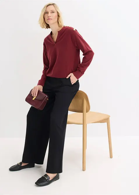 Stickad tr&ouml;ja med dekorativa knappar, bonprix