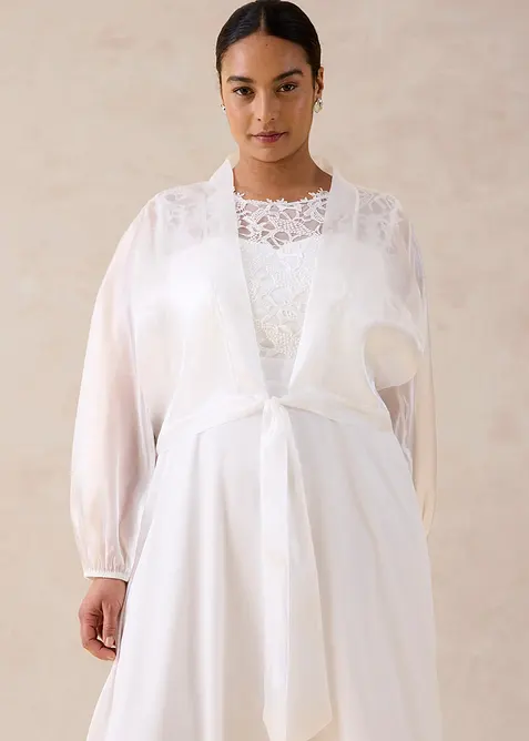 Bolero av tunn tyll med knytdetalj, bonprix