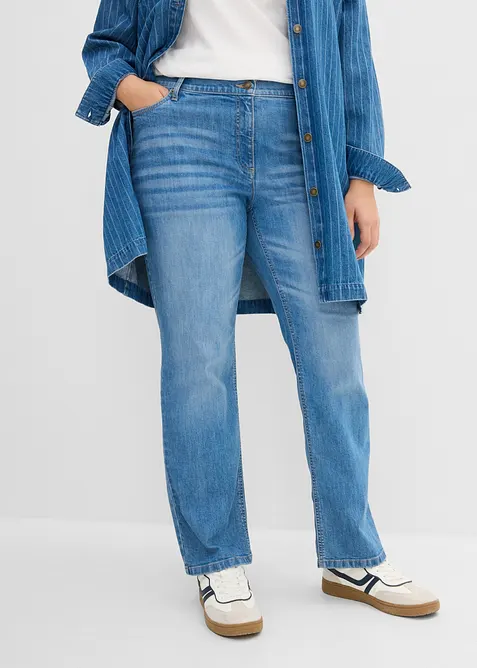 Straight Jeans Mid Waist, med bekv&auml;m midja, bonprix