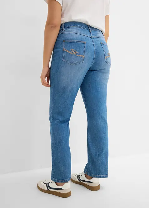 Straight Jeans Mid Waist, med bekv&auml;m midja, bonprix