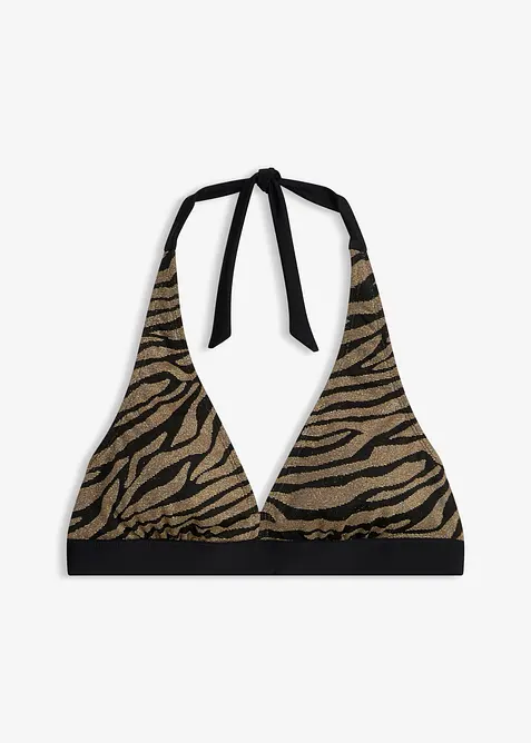 Bikini&ouml;verdel med halterneck i glansigt material, bonprix