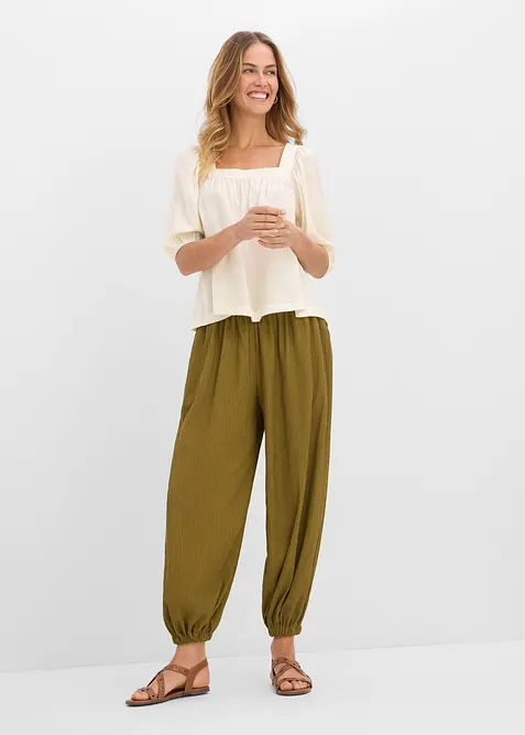 Haremsbyxa av kr&auml;pp med struktur, bonprix