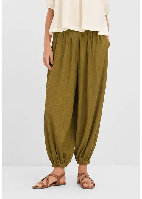 Haremsbyxa av kr&auml;pp med struktur, bonprix