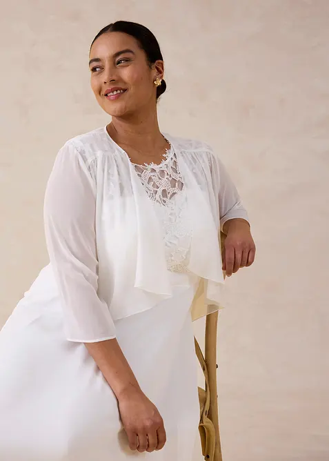 Chiffongbolero med &aring;tervunnen polyester, bonprix