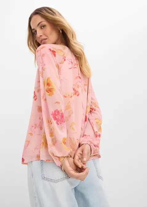 Chiffongblus med knytband, bonprix