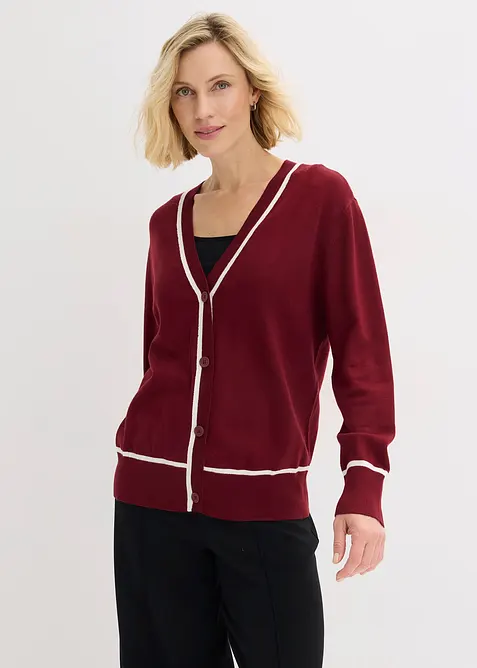 Stickad cardigan med V-ringning, bonprix