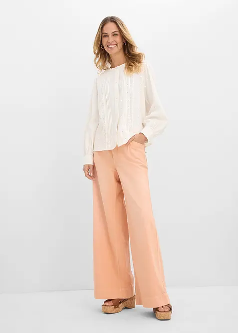 Blus av poplin med struktur, bonprix