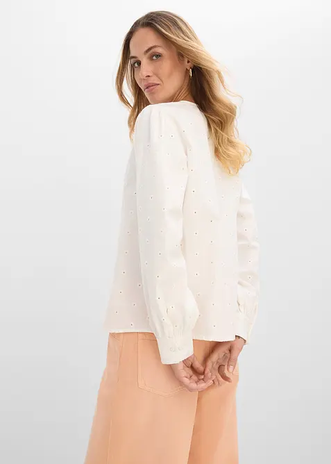 Blus av poplin med struktur, bonprix