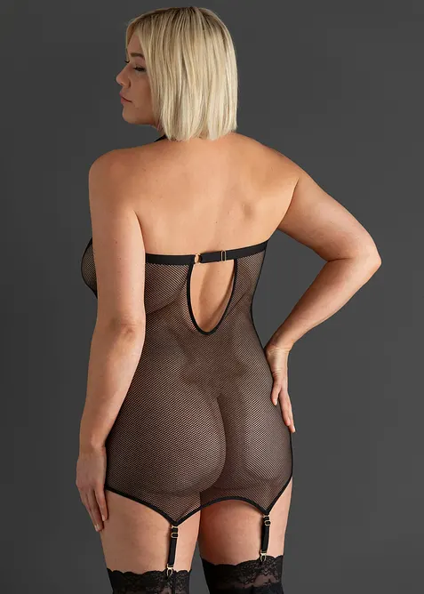 Kl&auml;nning med strumpebandsh&aring;llare och dragkedja, bonprix