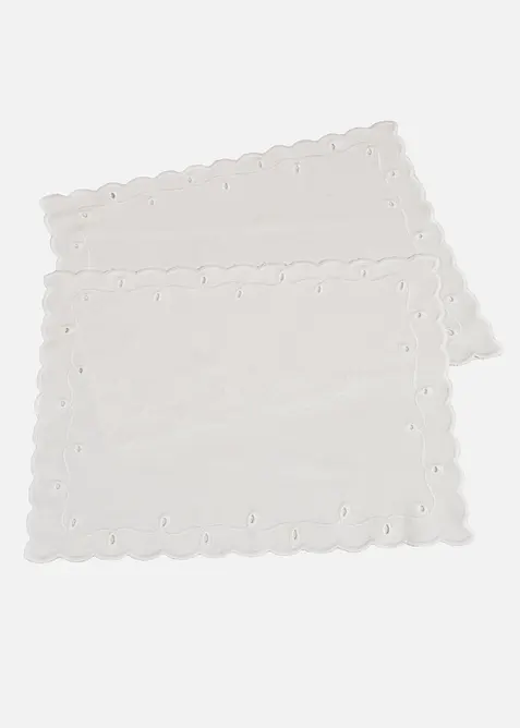 Bordstablett i ekologisk bomull med broderi (2-pack), bonprix