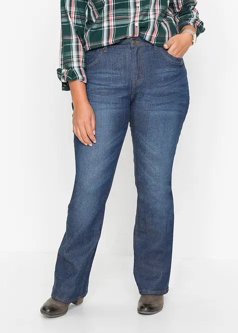 Fodrade jeans med Bootcut och High Waist, bonprix