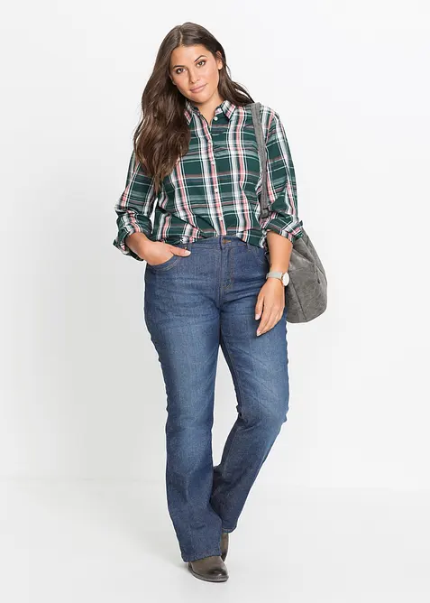 Fodrade jeans med Bootcut och High Waist, bonprix