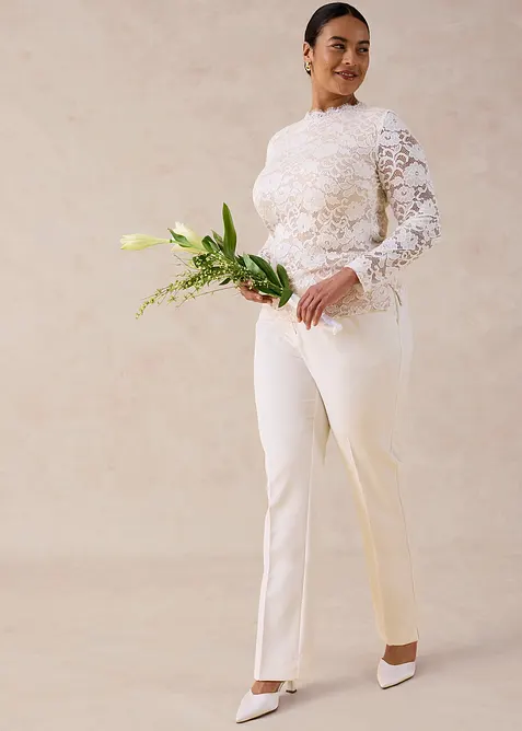 L&aring;ng&auml;rmad topp i spets, bonprix