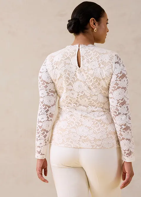 L&aring;ng&auml;rmad topp i spets, bonprix