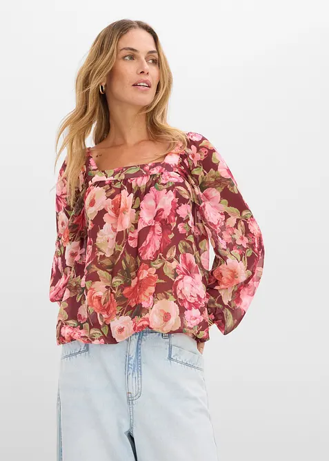Blus med ballongformad nederkant, bonprix