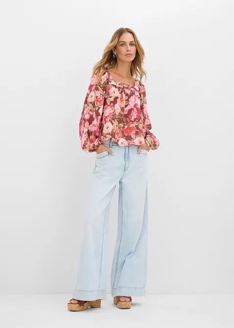Blus med ballongformad nederkant, bonprix