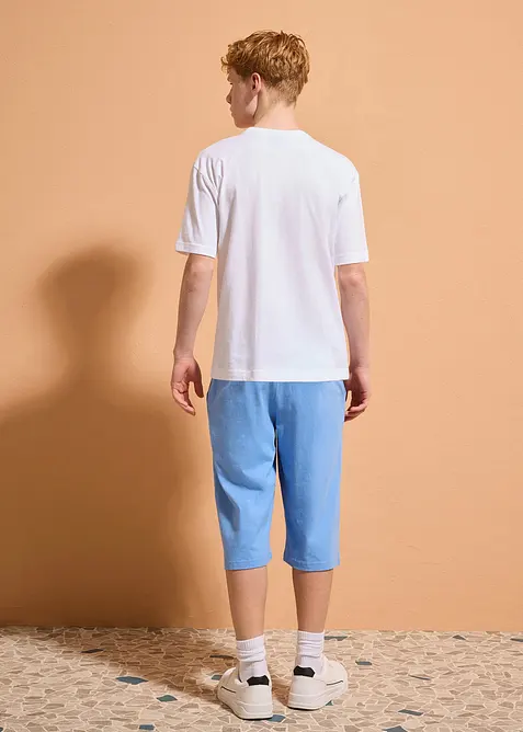 T-shirt och jerseybermudas med avslappnad passform (2 delar), ekologisk bomull, bonprix