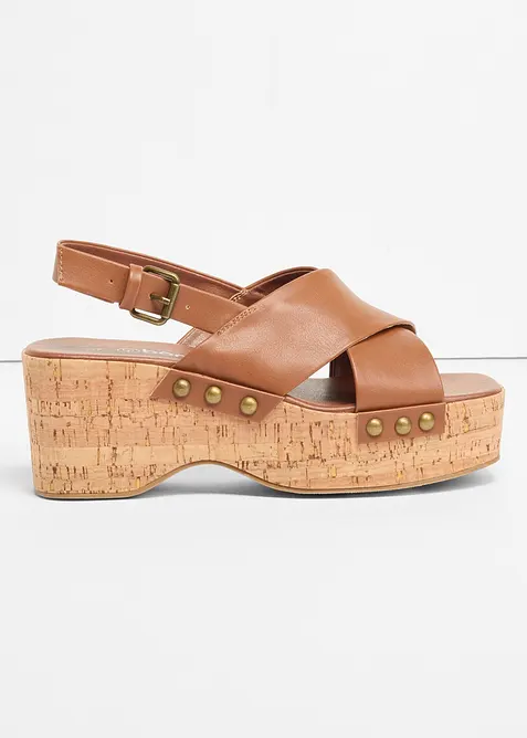 Sandalett med kilklack i korkstil, bonprix