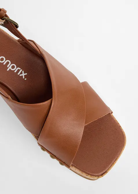 Sandalett med kilklack i korkstil, bonprix