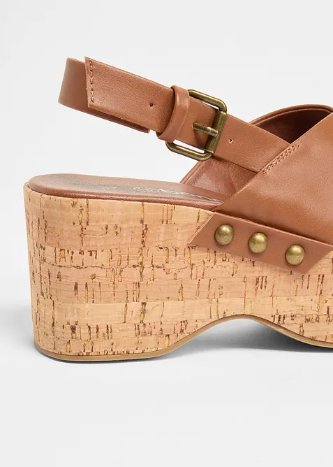 Sandalett med kilklack i korkstil, bonprix