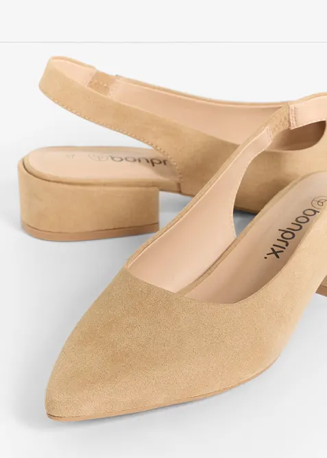 Slingbackpumps med l&aring;g blockklack, bonprix
