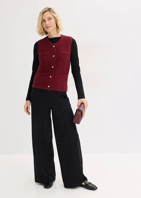 Stickad v&auml;st med viskosandel, bonprix