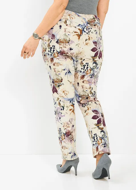 Blomm&ouml;nstrad stretchbyxa, bonprix