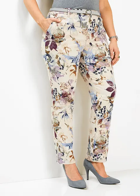 Blomm&ouml;nstrad stretchbyxa, bonprix