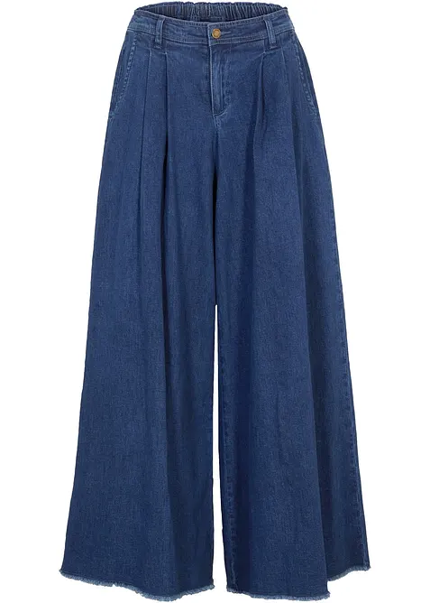 Vid byxkjol i denim, med res&aring;rmidja, bonprix