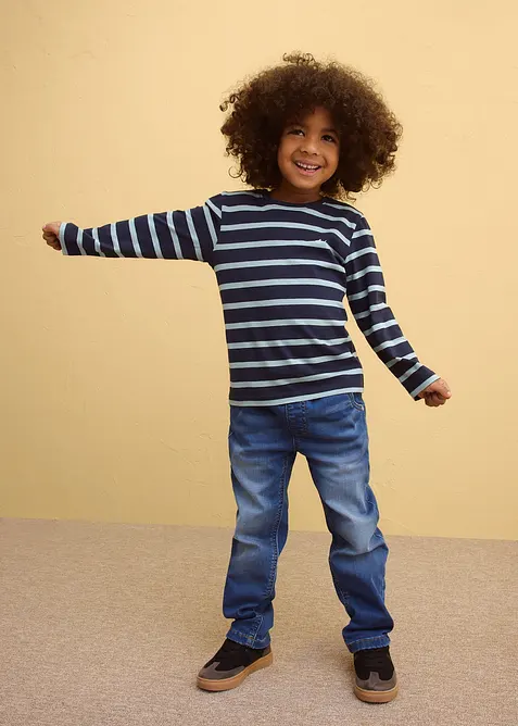 L&aring;ng&auml;rmad T-shirt i ren ekologisk bomull f&ouml;r barn (2-pack), bonprix