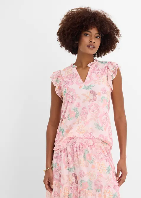 Blustopp i mjuk mesh, bonprix