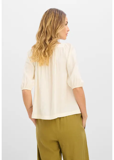 Blus av krinklat material med struktur, bonprix