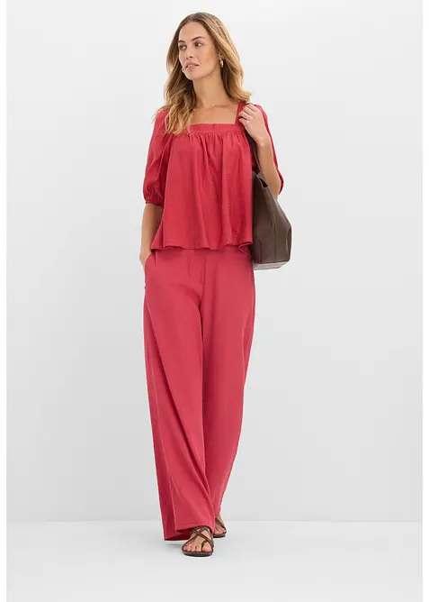 Blus av krinklat material med struktur, bonprix