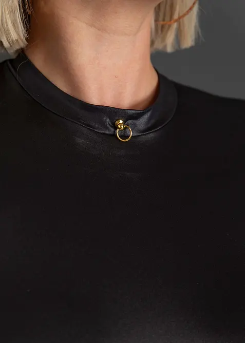 Stringbody ouvert med wetlook, bonprix