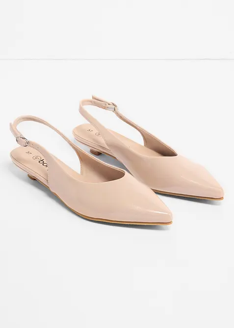 Ballerinaskor med slingback och lacklook, bonprix