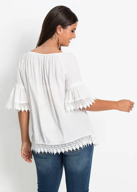 Tunika med spets i mjuk viskos, bonprix