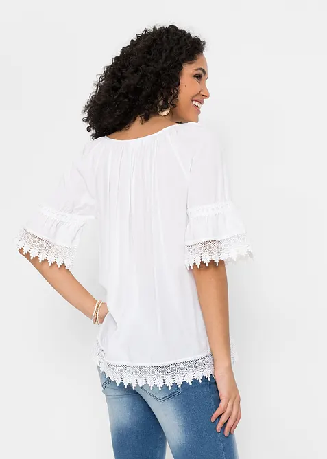Tunika med spets i mjuk viskos, bonprix