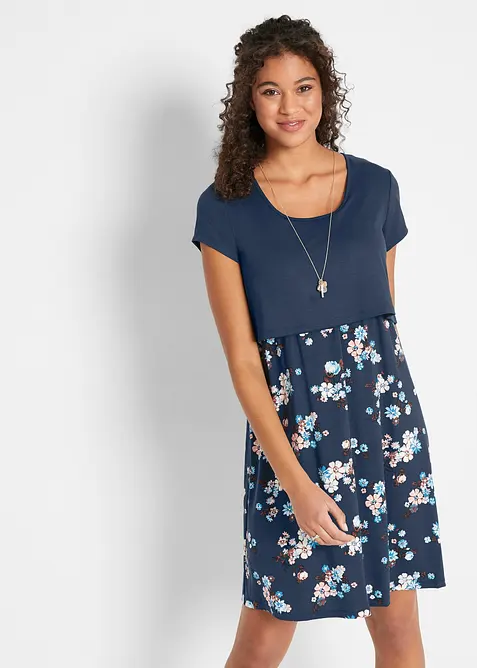 Blommig mamma-/amningskl&auml;nning i jersey, bonprix