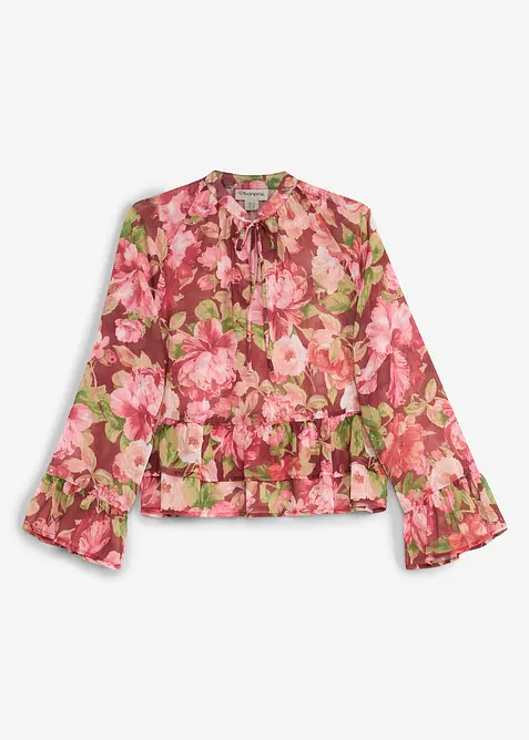 Chiffongblus med volanger, bonprix