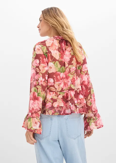 Chiffongblus med volanger, bonprix