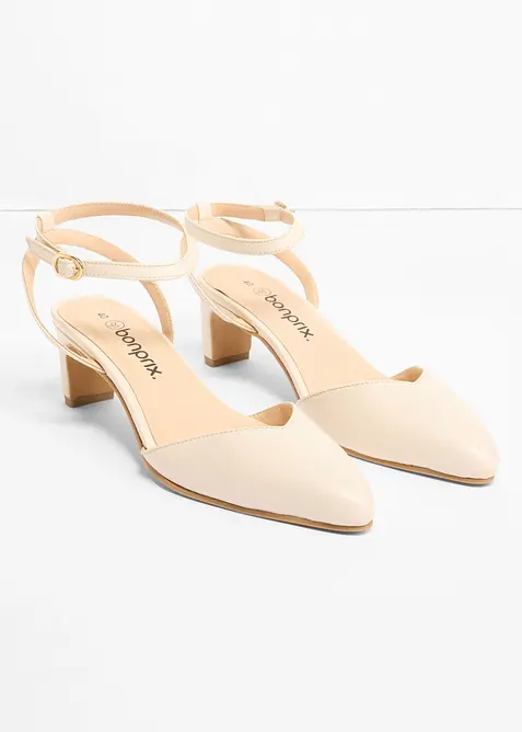 Pumps med remmar och l&aring;g klack, bonprix