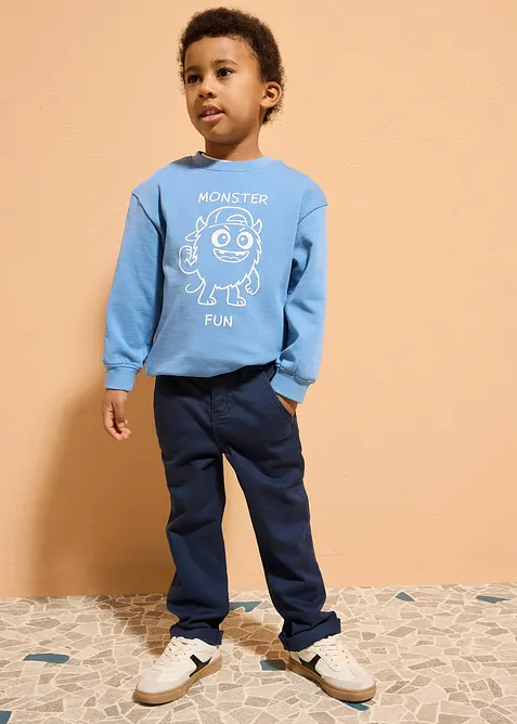 Chinos med justerbar midja, smal passform, raka ben, bonprix