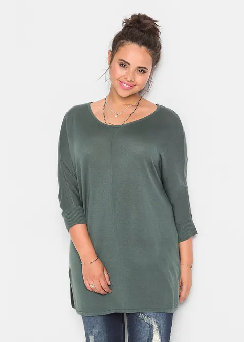 Finstickad tr&ouml;ja med 3/4-&auml;rm, bonprix