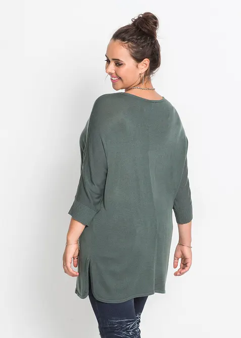 Finstickad tr&ouml;ja med 3/4-&auml;rm, bonprix