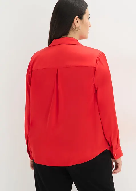 Satinblus med krage och slag, bonprix