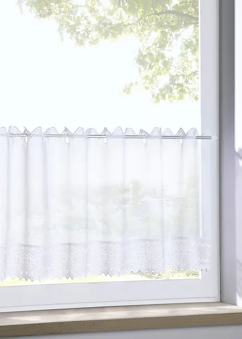 Caf&eacute;gardin med broderad kant, bonprix