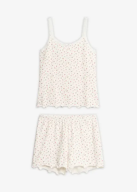 Pyjamas med shorts, ribbat material, bonprix