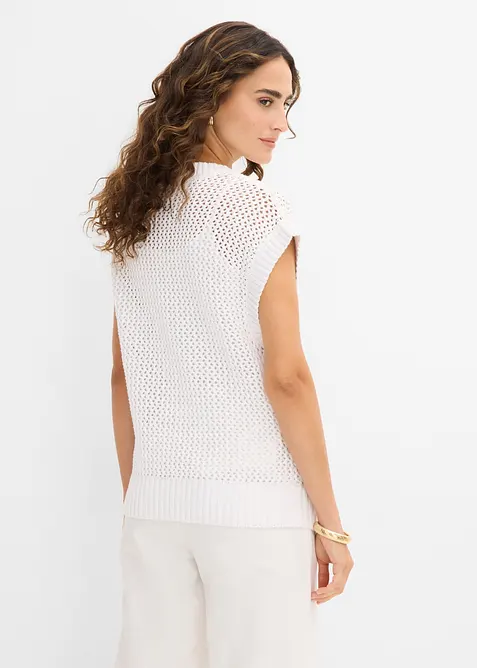 Stickad topp i bomull, bonprix