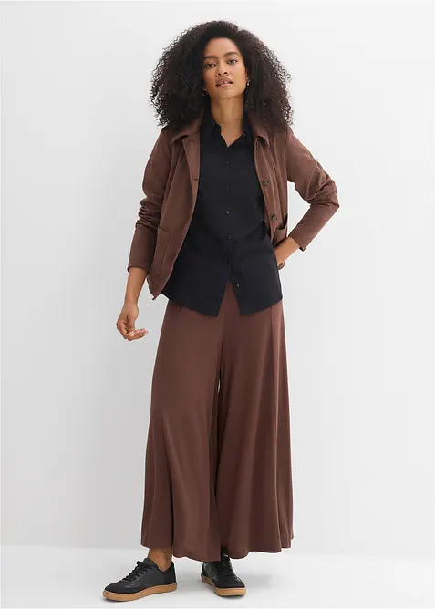 Stretchblus i bomullsmix, kort&auml;rmad, bonprix