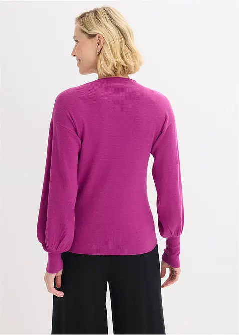 Stickad tr&ouml;ja med ballong&auml;rmar, bonprix